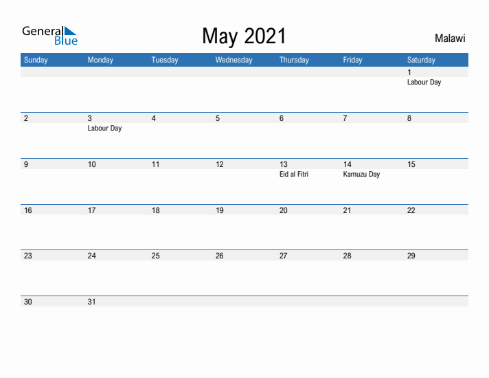 Fillable May 2021 Calendar