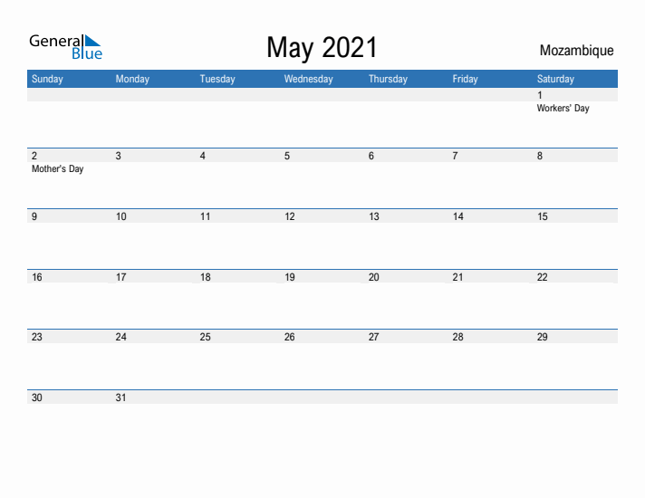 Fillable May 2021 Calendar