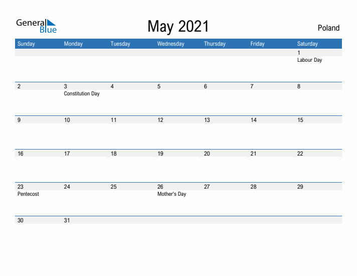 Fillable May 2021 Calendar