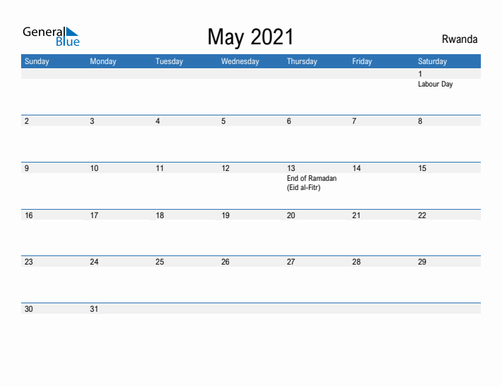 Fillable May 2021 Calendar