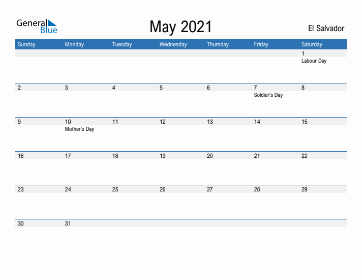 Fillable May 2021 Calendar