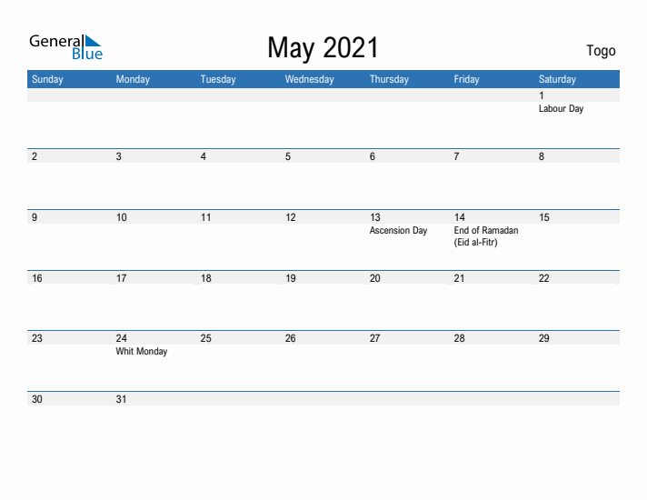 Fillable May 2021 Calendar