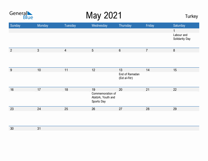 Fillable May 2021 Calendar