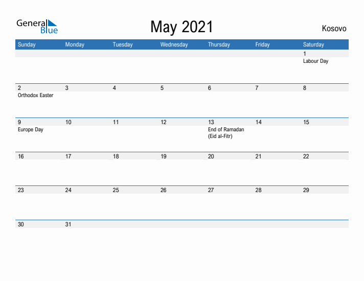 Fillable May 2021 Calendar