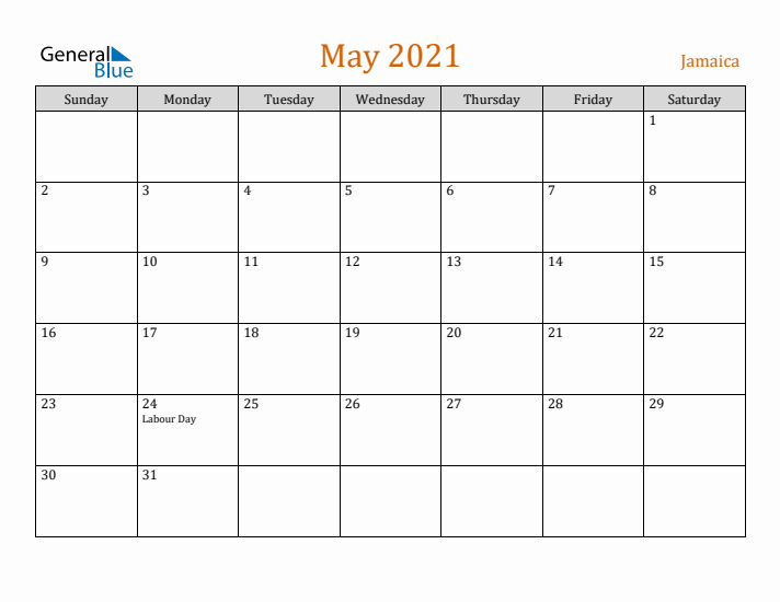 May 2021 Holiday Calendar with Sunday Start