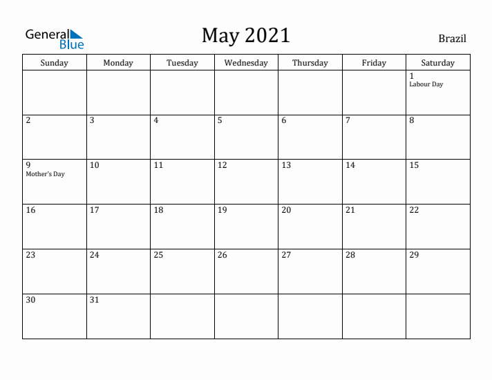 May 2021 Calendar Brazil