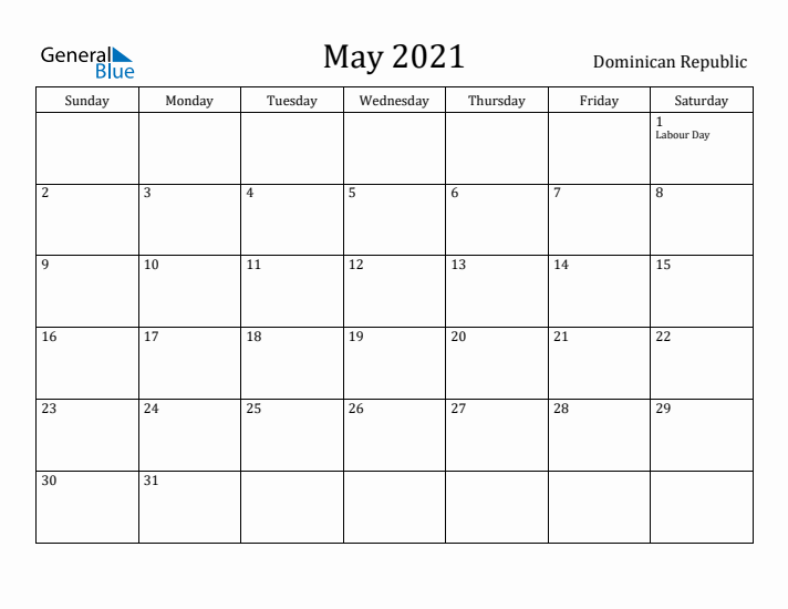 May 2021 Calendar Dominican Republic