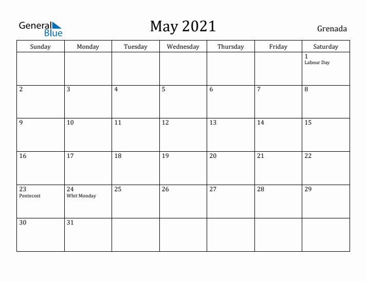 May 2021 Calendar Grenada