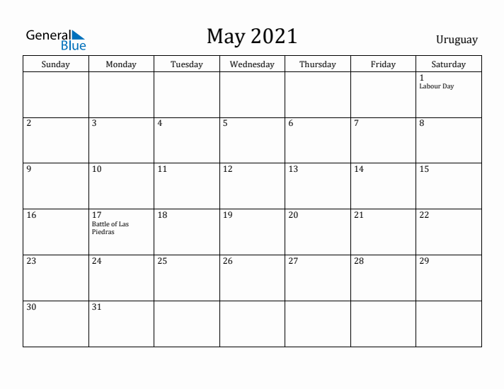 May 2021 Calendar Uruguay