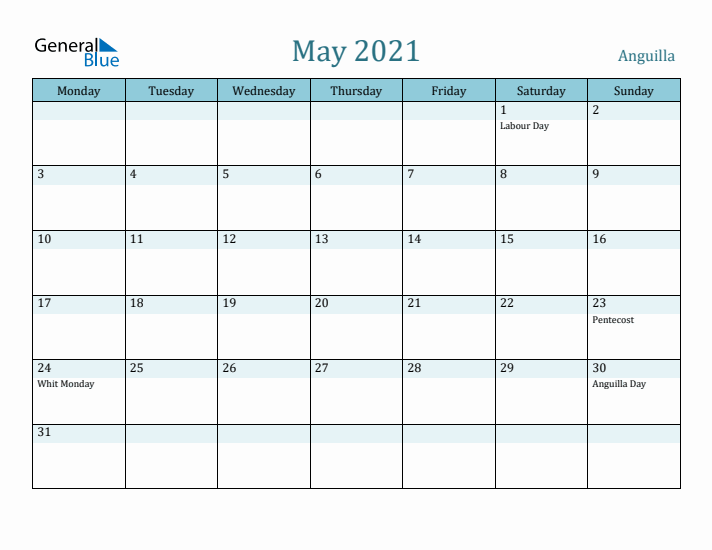 May 2021 Calendar with Holidays