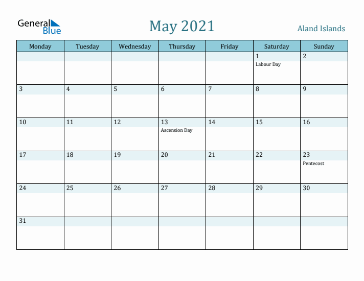 May 2021 Calendar with Holidays