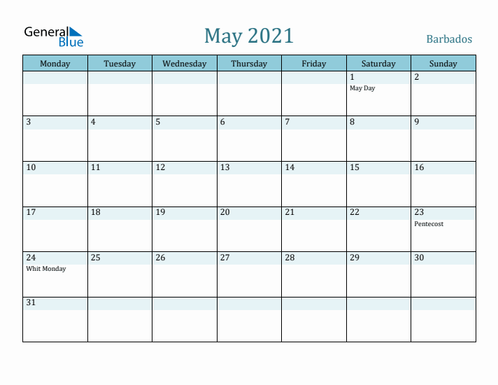 May 2021 Calendar with Holidays