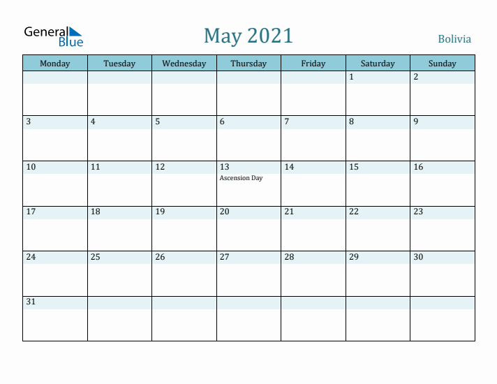 May 2021 Calendar with Holidays