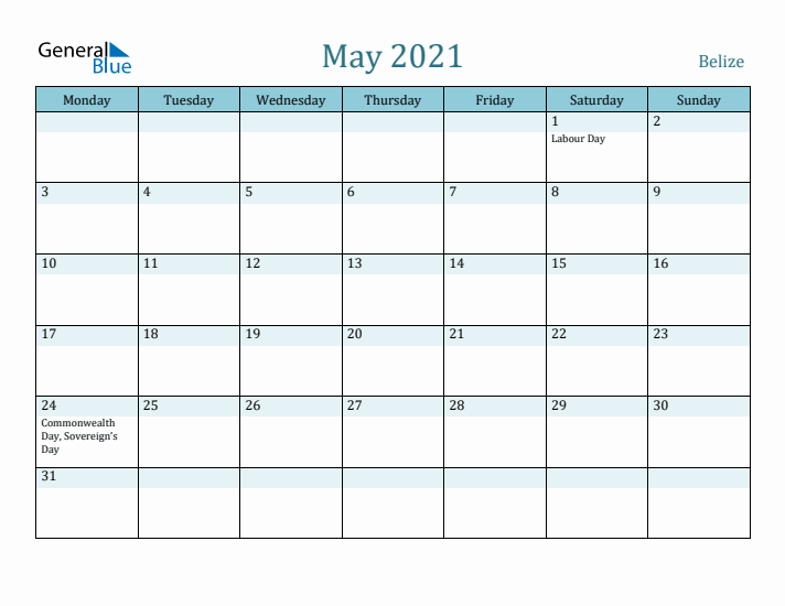 May 2021 Calendar with Holidays