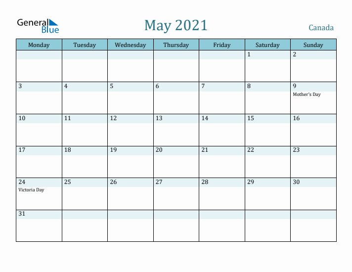 May 2021 Calendar with Holidays