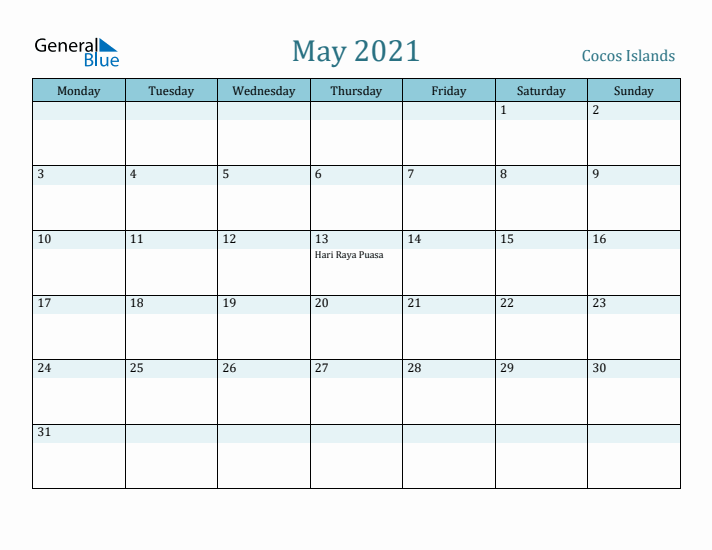 May 2021 Calendar with Holidays