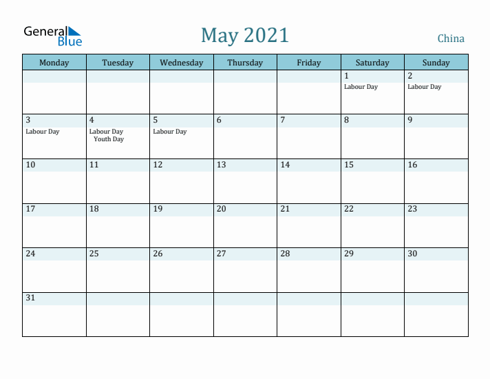 May 2021 Calendar with Holidays