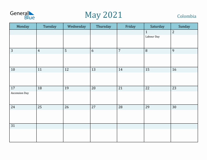 May 2021 Calendar with Holidays