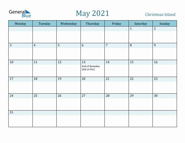 May 2021 Calendar with Holidays