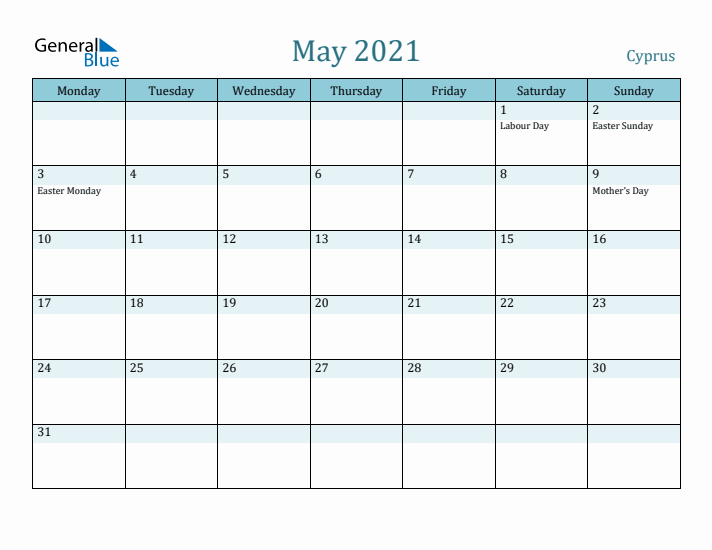 May 2021 Calendar with Holidays