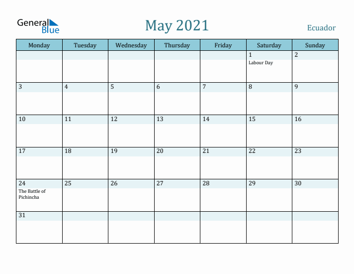 May 2021 Calendar with Holidays