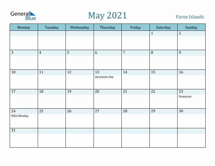 May 2021 Calendar with Holidays