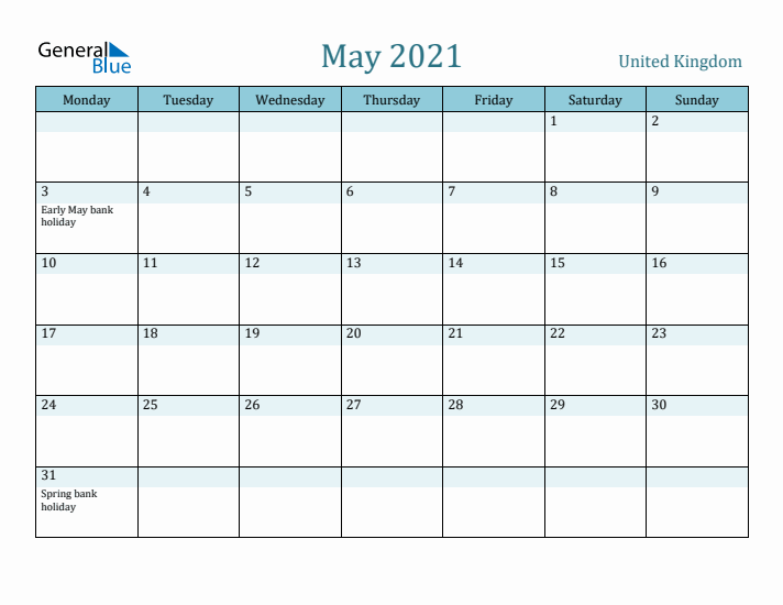 May 2021 Calendar with Holidays