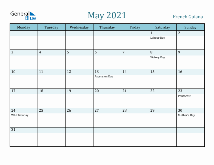 May 2021 Calendar with Holidays