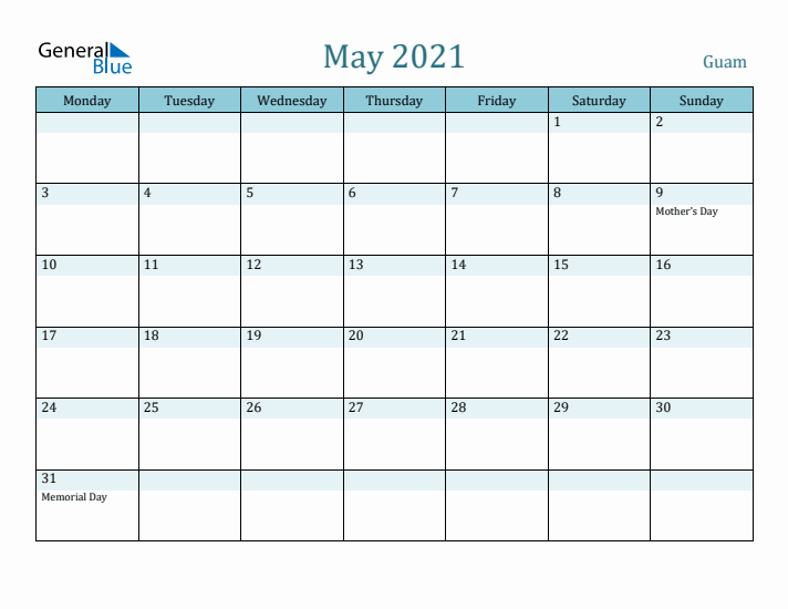 May 2021 Calendar with Holidays