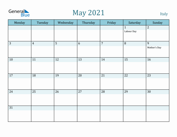 May 2021 Calendar with Holidays