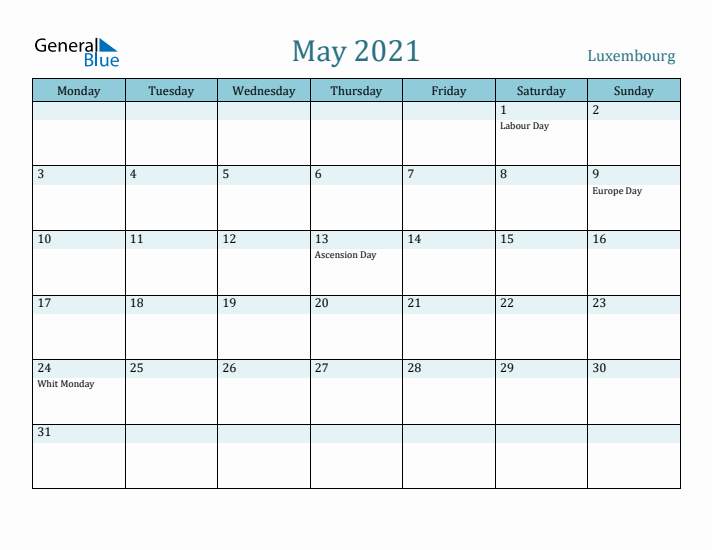 May 2021 Calendar with Holidays