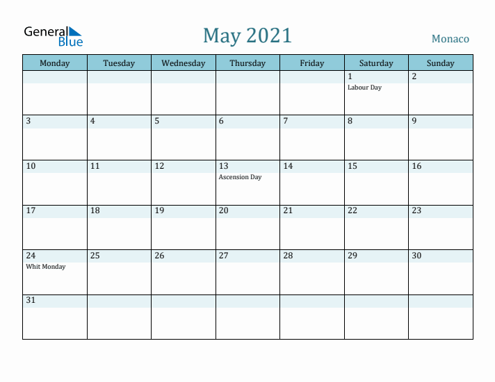 May 2021 Calendar with Holidays