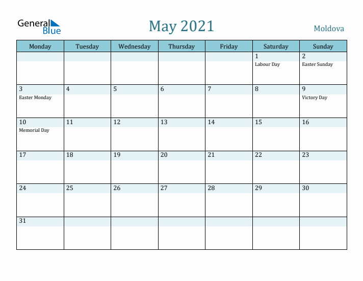 May 2021 Calendar with Holidays