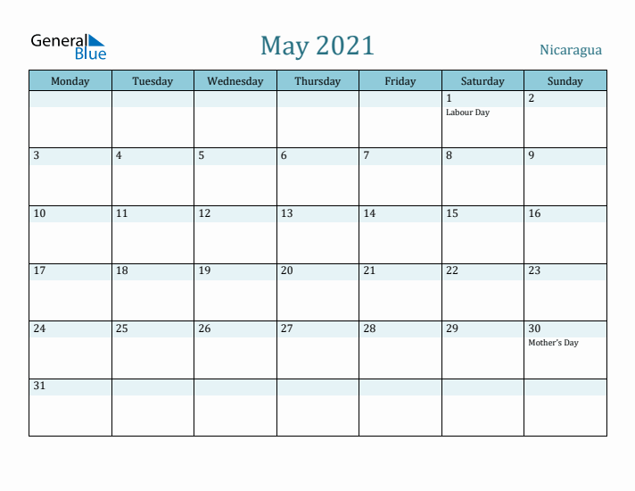 May 2021 Calendar with Holidays