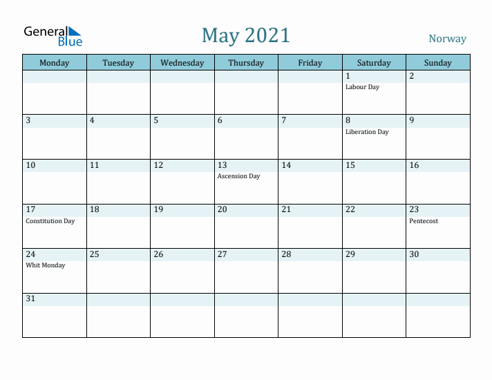 May 2021 Calendar with Holidays