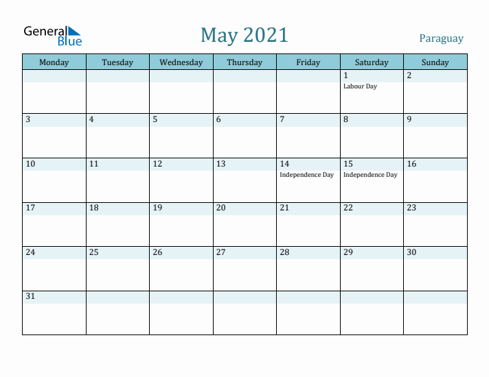 May 2021 Calendar with Holidays