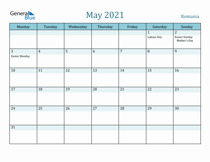 May 2021 Calendar with Holidays