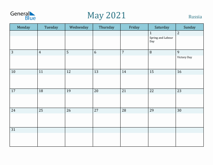 May 2021 Calendar with Holidays