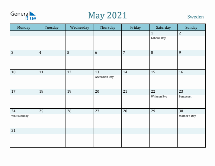 May 2021 Calendar with Holidays