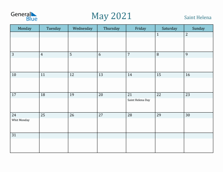 May 2021 Calendar with Holidays