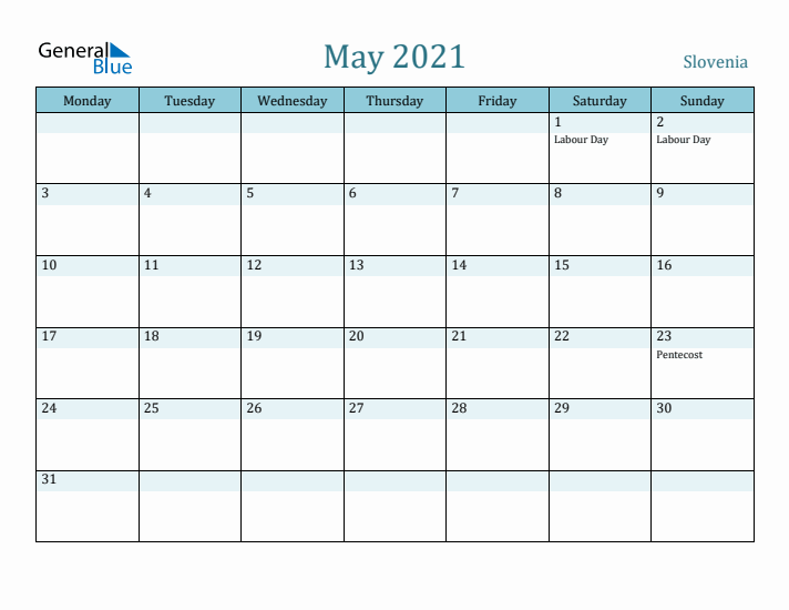 May 2021 Calendar with Holidays