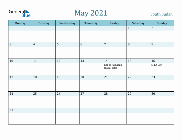 May 2021 Calendar with Holidays