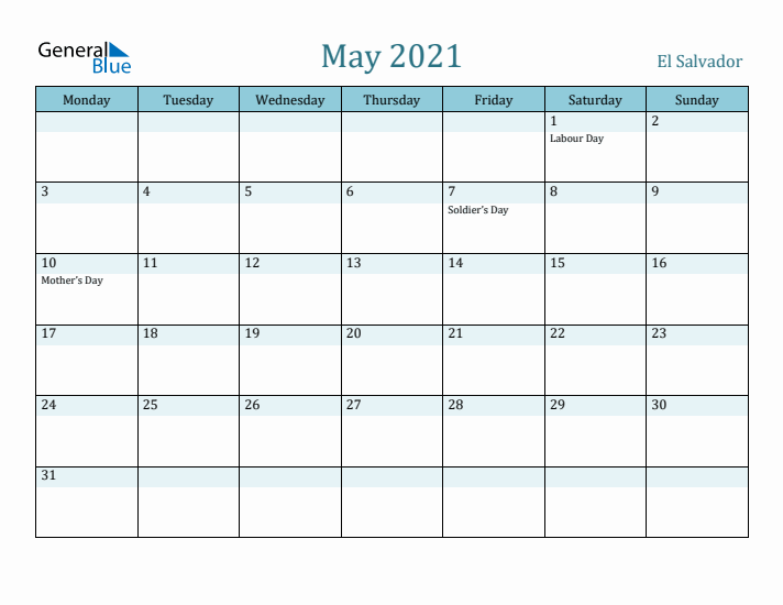 May 2021 Calendar with Holidays