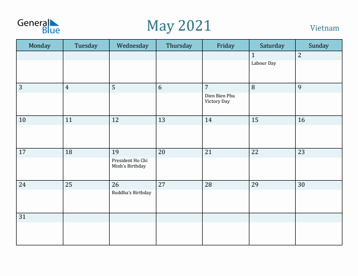 May 2021 Calendar with Holidays