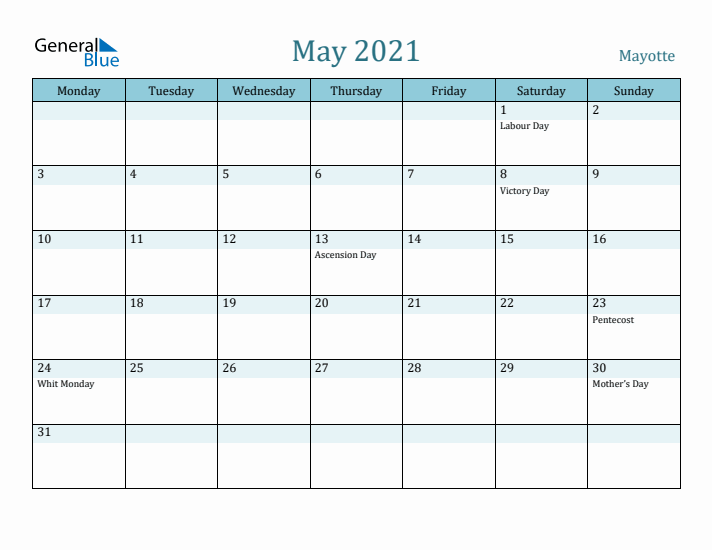 May 2021 Calendar with Holidays