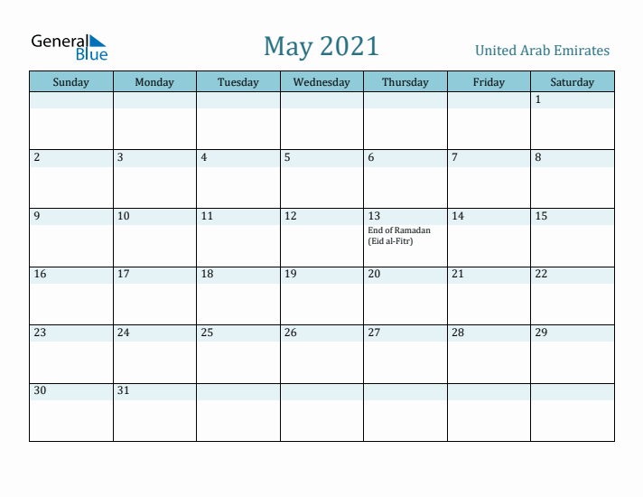 May 2021 Calendar with Holidays