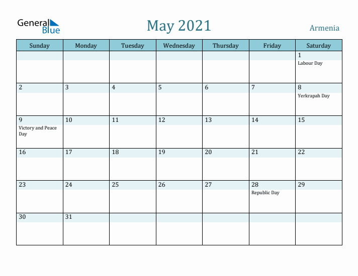 May 2021 Calendar with Holidays