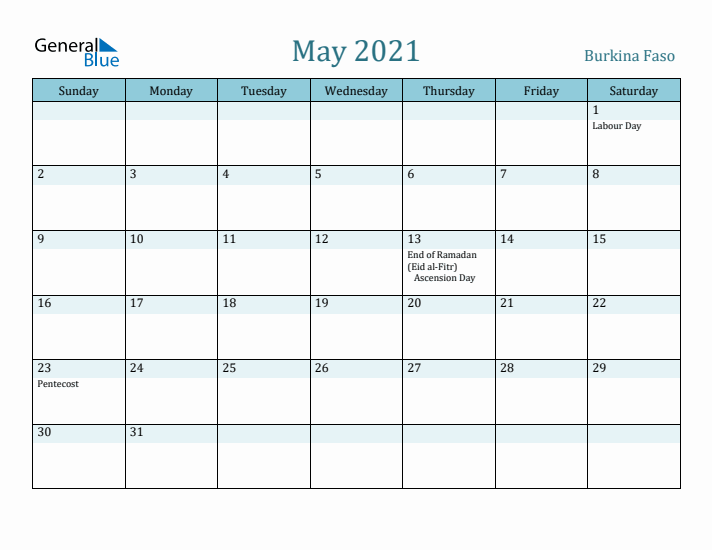 May 2021 Calendar with Holidays