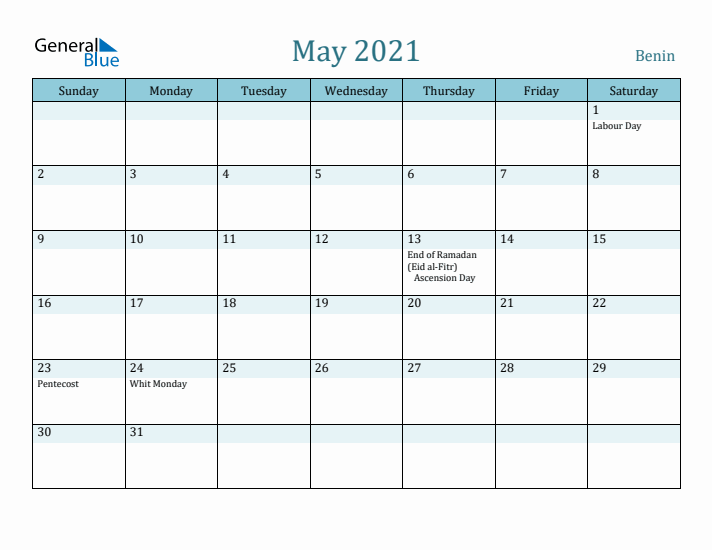 May 2021 Calendar with Holidays