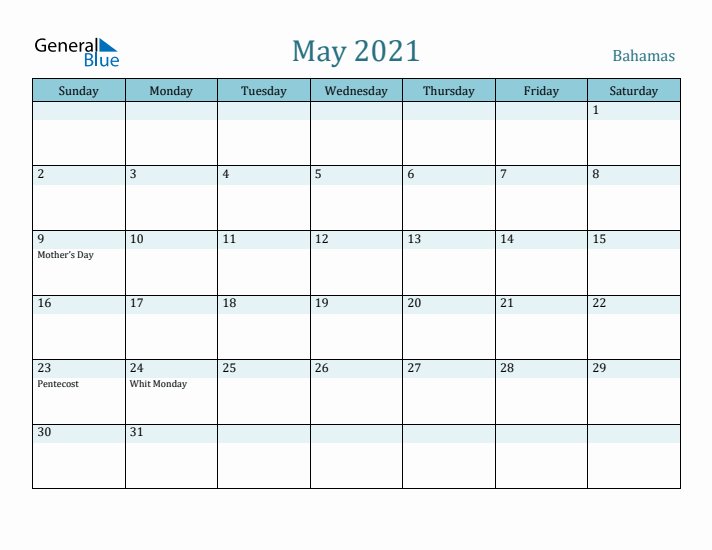 May 2021 Calendar with Holidays